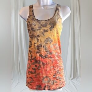 LF Leopard Print Tank Sheer Burnout Tank Top - size Medium